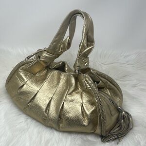 Cole Haan Metallic Gold Soft Leather Bucket Bag